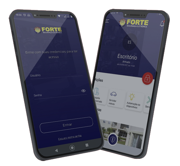 Aplicativo Forte 24H — telas de login e painel